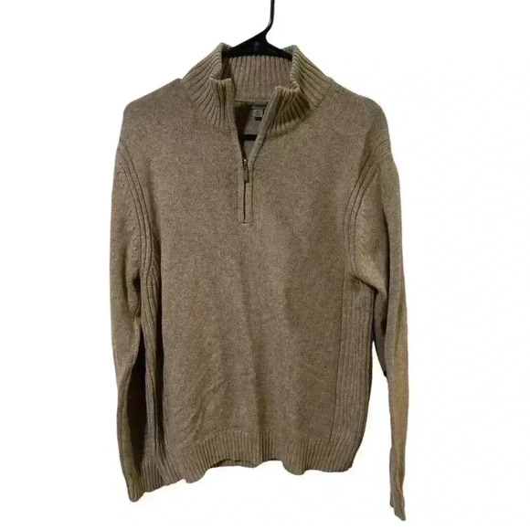 Johnston & Murphy Men's Medium 1/4 Zip Pullover Long Sleeve Tan‎ - Picture 1 of 5